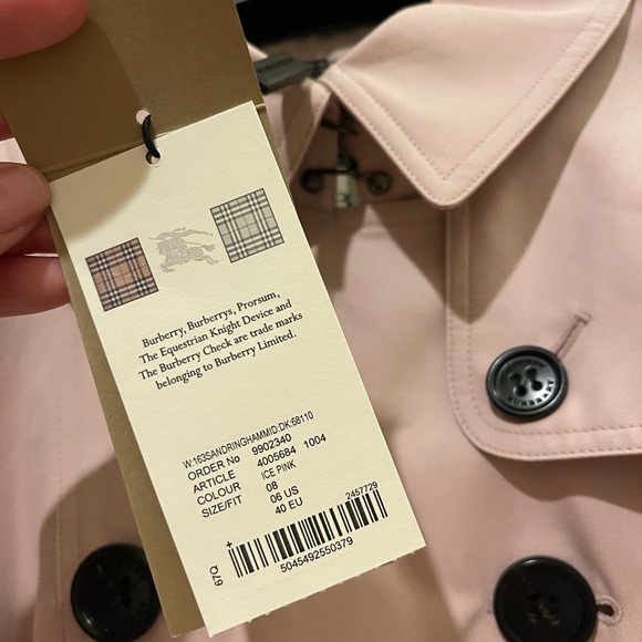 Burberry Sandringham Ice Pink Trench Coat New With Tags - Picture 4 of 10